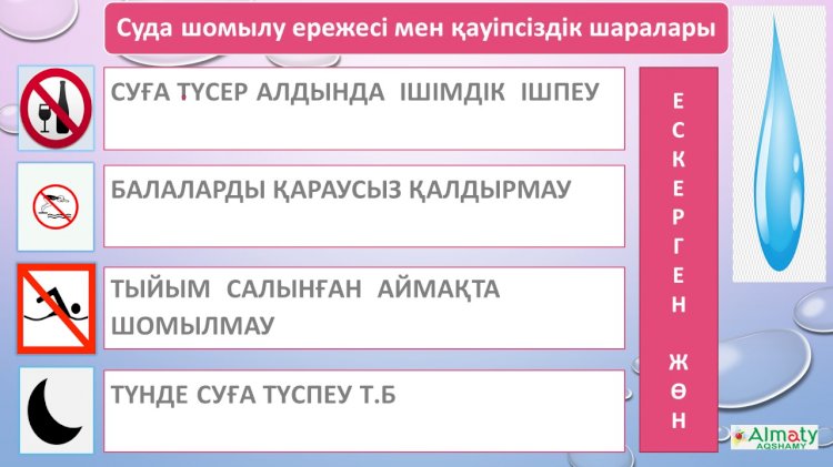 Суда шомылу ережесі мен қауіпсіздік шаралары