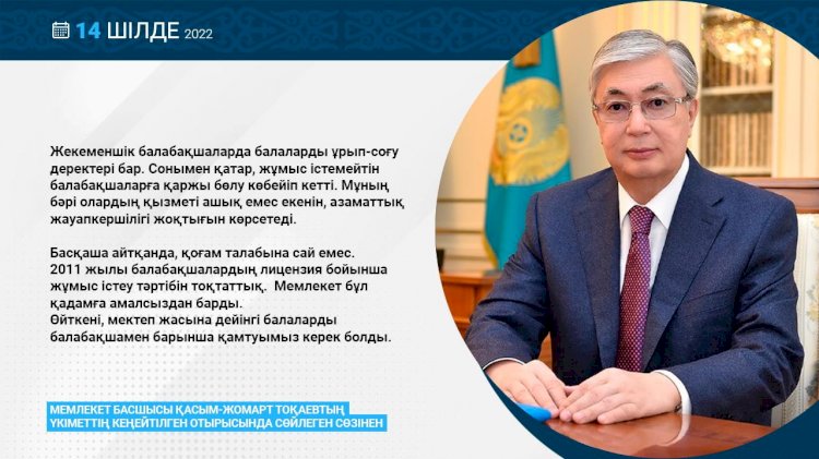 Мемлекет басшысы балабақшаларды лицензиялау тәртібін қайта енгізуді тапсырды