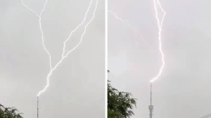 Көктөбедегі телемұнараға найзағай түсті