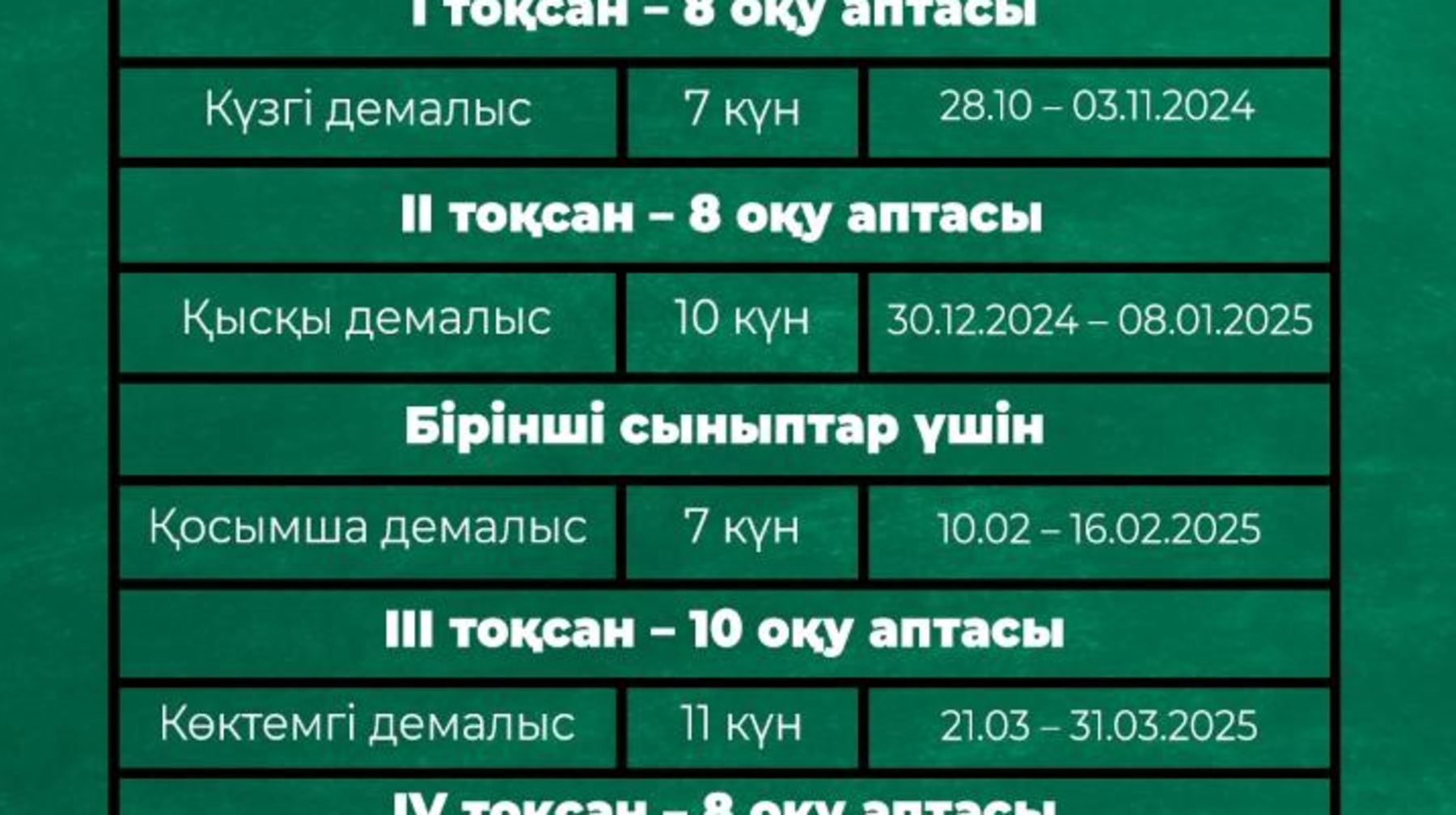 Қазақстандық оқушылардың оқу және демалыс уақыты белгіленді