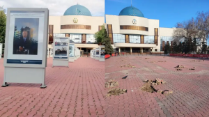 Астанадағы алаңнан экс-президенттің суреттерін алып тастапты