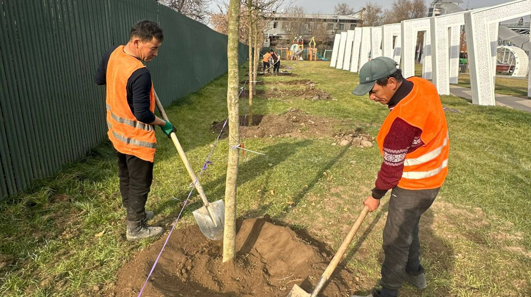 «Таза Қазақстан»: Алматының Жетісу ауданында Сейфуллин–Жансүгіров жолайырығын көгалдандыру жалғасып жатыр