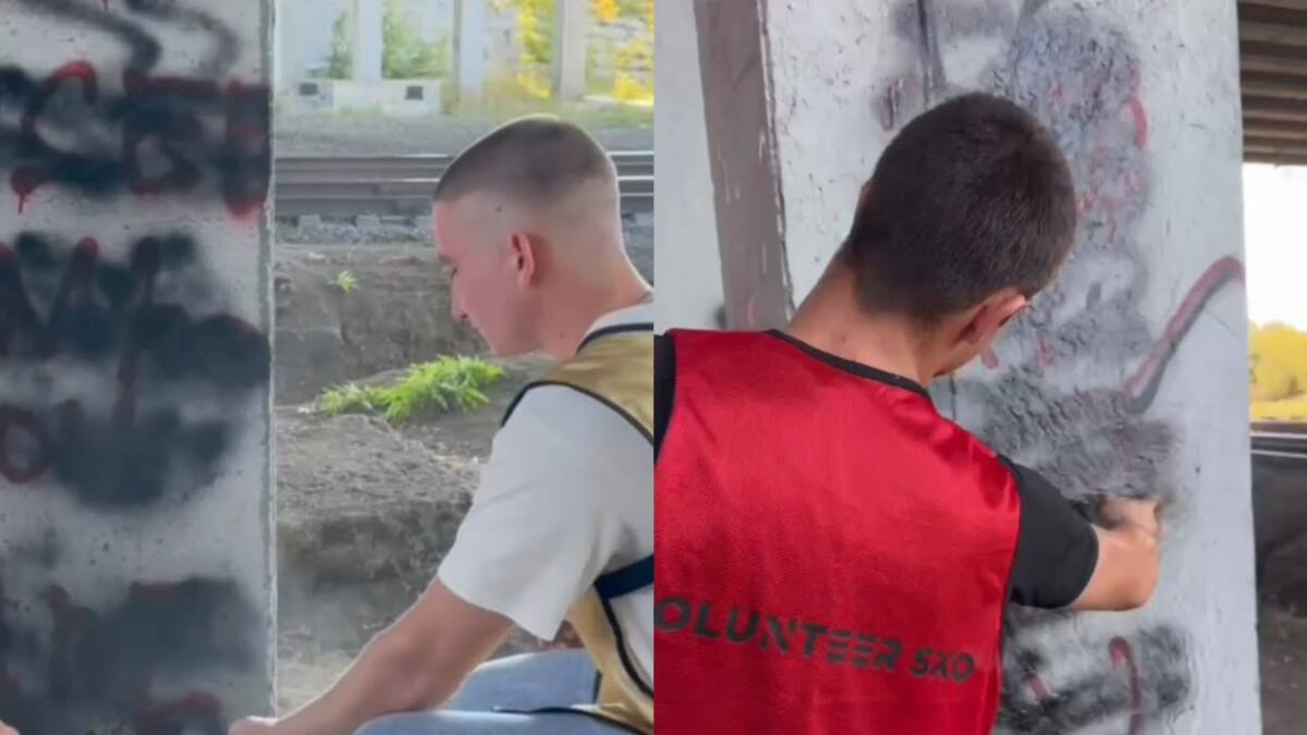Көлік полицейлері мен еріктілер теміржол нысандарын граффитиден тазартты